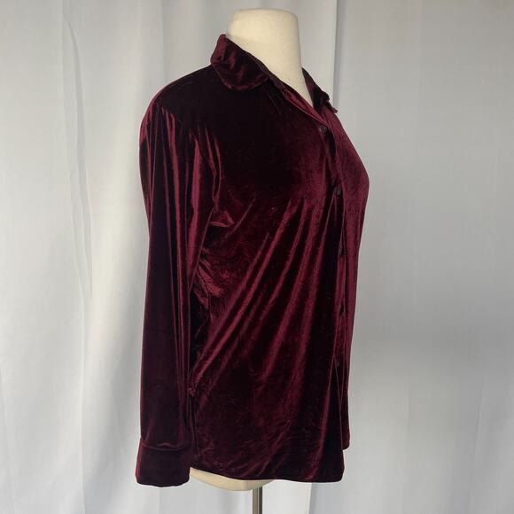 Velvet Top Womens Size Large Burgundy Button Witchy Whimsigoth Fairy Grunge Y2K - Picture 5 of 11